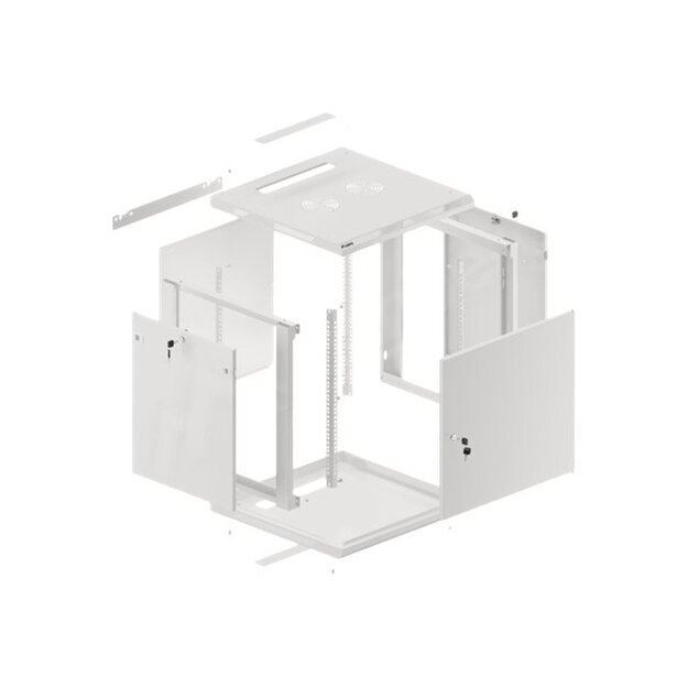 Komutacinė spinta pakabinama LANBERG 12U 600x600 steel doors grey flat pack 48