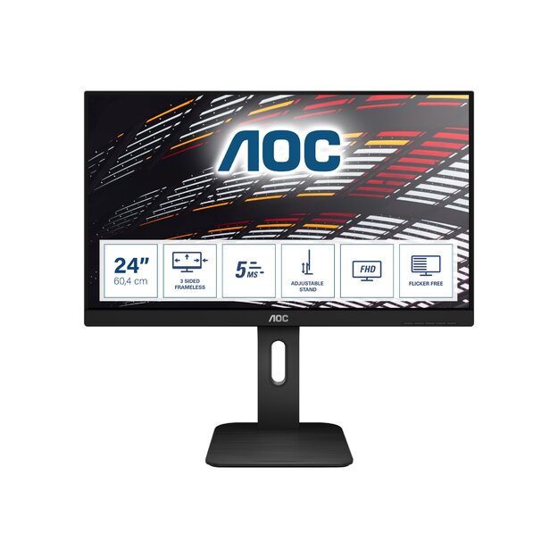 Monitorius AOC 24P1 24inch 3-sides borderless design Includes full range of display inputs