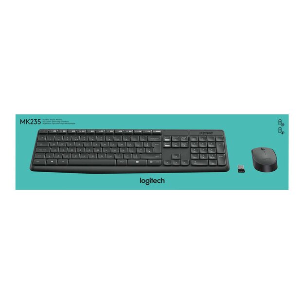 Klaviatūra + pelė komplektas KEYBOARD WRL COMBO MK235 ENG/DESKTOP 920-007931 LOGITECH