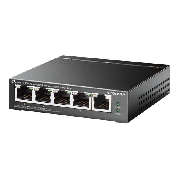 Komutatorius TP-LINK TL-SG1005LP Desktop 5x10Base-T 100Base-TX  1000Base-T PoE ports 1
