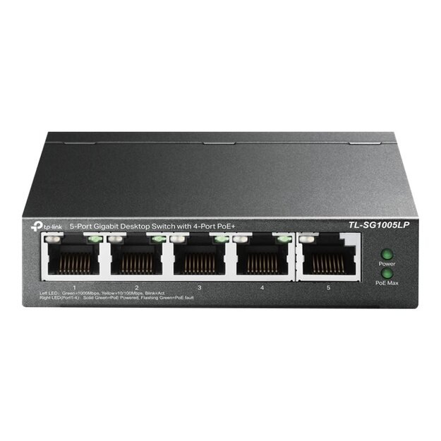 Komutatorius TP-LINK TL-SG1005LP Desktop 5x10Base-T 100Base-TX  1000Base-T PoE ports 1