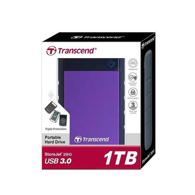 Išorinis kietasis diskas HDD |TRANSCEND|StoreJet|1TB|USB 3.0|Colour Purple|TS1TSJ25H3P
