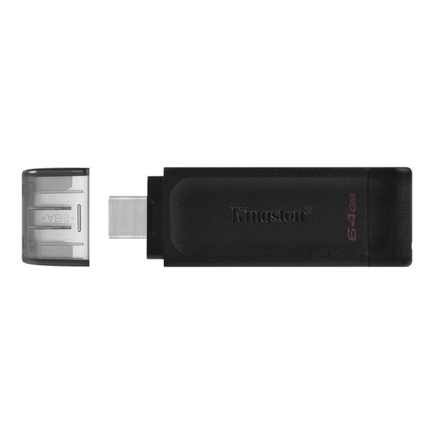 USB raktas MEMORY DRIVE FLASH USB-C 64GB/DT70/64GB KINGSTON