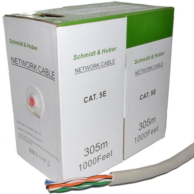 Instaliacinis tinklo kabelis CAT5E UTP 305M GRAY/UPC-5004E-SOL GEMBIRD