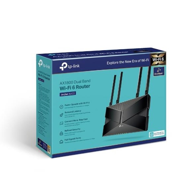 Maršrutizatorius TP-LINK 1800Mbps Wi-Fi 6 1 WAN 4x10/100/1000M antennas 4 ARCHERAX23