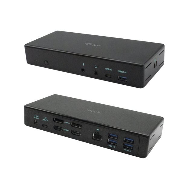 I-TEC USB-C Quattro Display Docking Station 2x DP 2x HDMI 1xGLAN 5x USB 3.0 1x USB-C-Data 1x Audio 1x Mic 85W PD KL