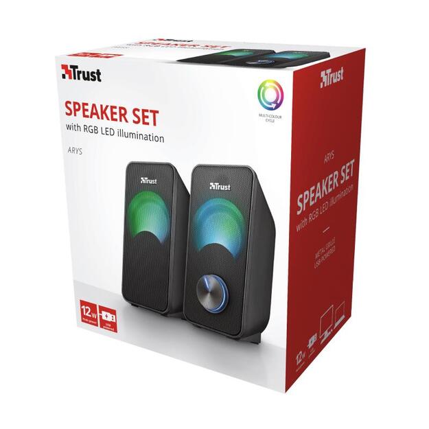 Speaker|TRUST|Arys Compact RGB|Black|23120