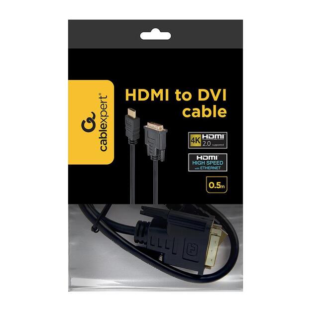 Vaizdo kabelis - adapteris HDMI-DVI 0.5M/CC-HDMI-DVI-0.5M GEMBIRD
