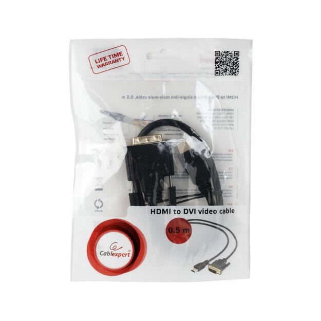Vaizdo kabelis - adapteris HDMI-DVI 0.5M/CC-HDMI-DVI-0.5M GEMBIRD