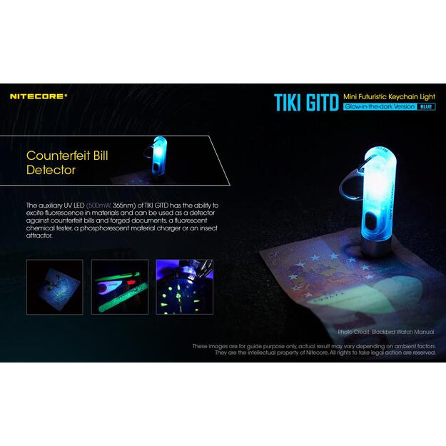 Žibintuvėlis T SERIES 300 LUMENS/TIKI GITD BLUE NITECORE 3