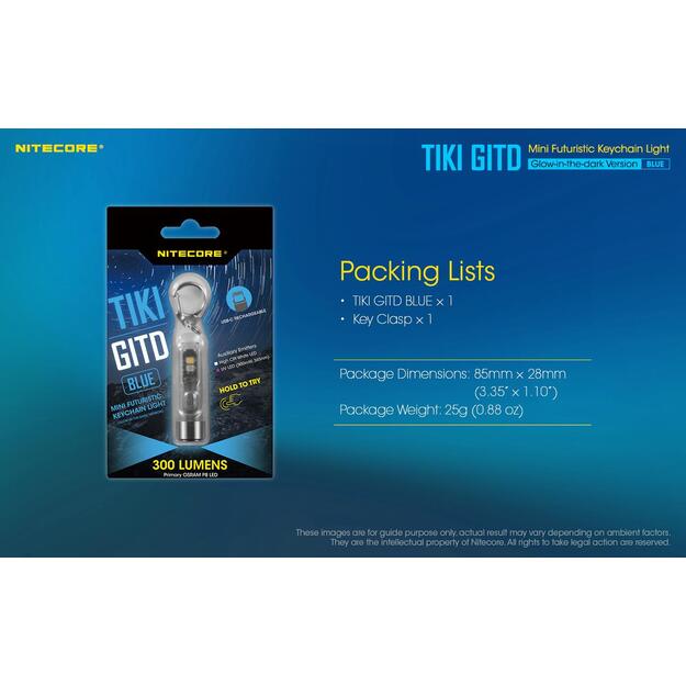 Žibintuvėlis T SERIES 300 LUMENS/TIKI GITD BLUE NITECORE 5