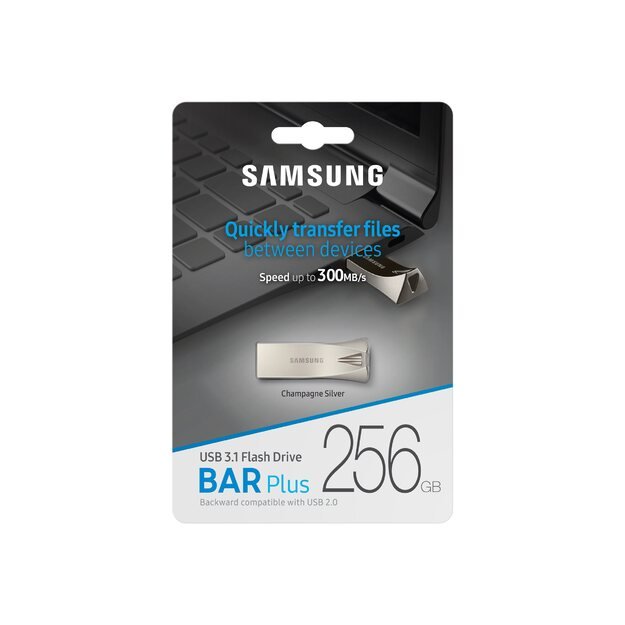 USB raktas SAMSUNG BAR PLUS 256GB USB 3.1 Champagne Silver