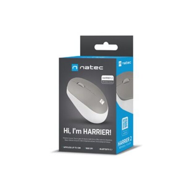 Kompiuterinė pelė belaidė NATEC Wireless Harrier 2 1600DPI Bluetooth 5.1 white-grey
