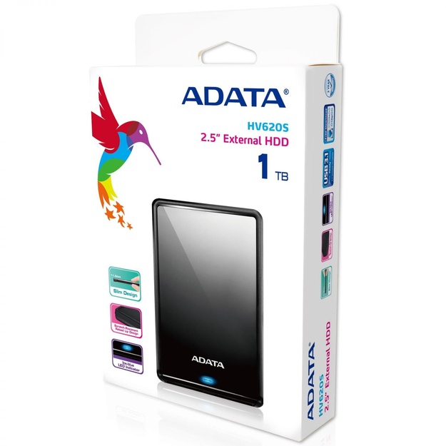 Išorinis kietasis diskas HDD ADATA|HV620S|1TB|USB 3.1|Colour Black|AHV620S-1TU31-CBK
