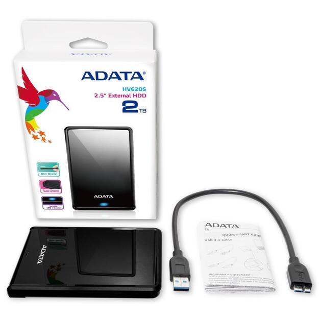 External HDD|ADATA|HV620S|1TB|USB 3.1|Colour Black|AHV620S-1TU31-CBK