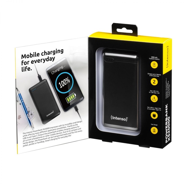 Išorinė baterija USB 20000MAH/BLACK XS20000 INTENSO