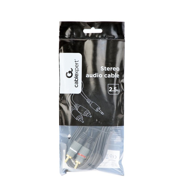 CABLE AUDIO 3.5MM TO 2RCA 2.5M/GOLD CCA-352-2.5M GEMBIRD