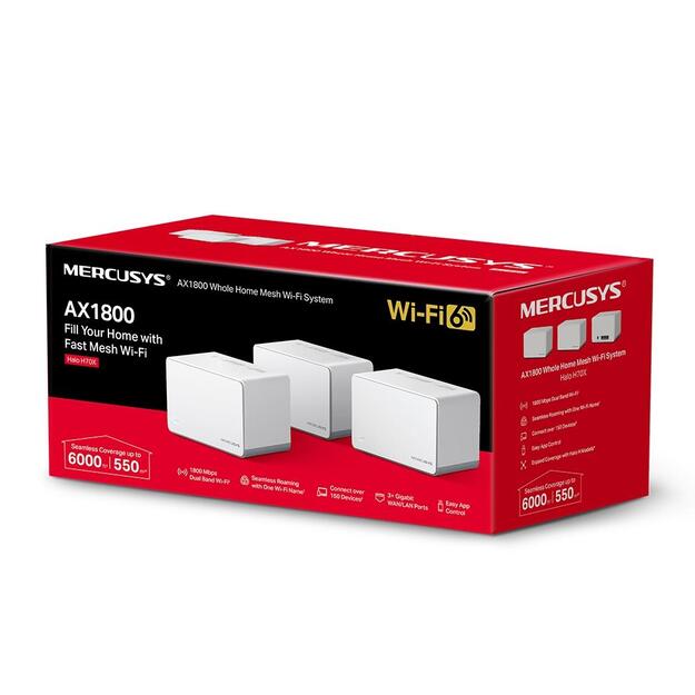 WRL MESH ROUTER 1800MBPS/HALO H70X(3-PACK) MERCUSYS