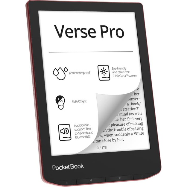 E-Reader|POCKETBOOK|Verse Pro|6 |1072x1448|1xUSB-C|Wireless LAN|Bluetooth|Red|PB634-3-WW