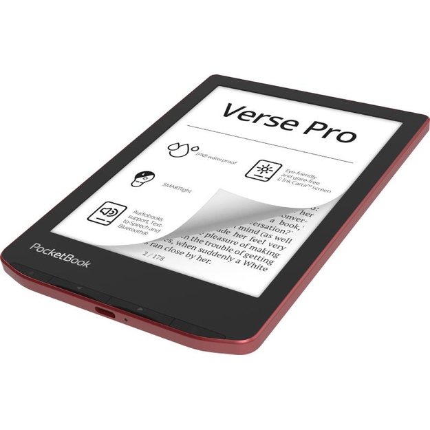 E-Reader|POCKETBOOK|Verse Pro|6 |1072x1448|1xUSB-C|Wireless LAN|Bluetooth|Red|PB634-3-WW