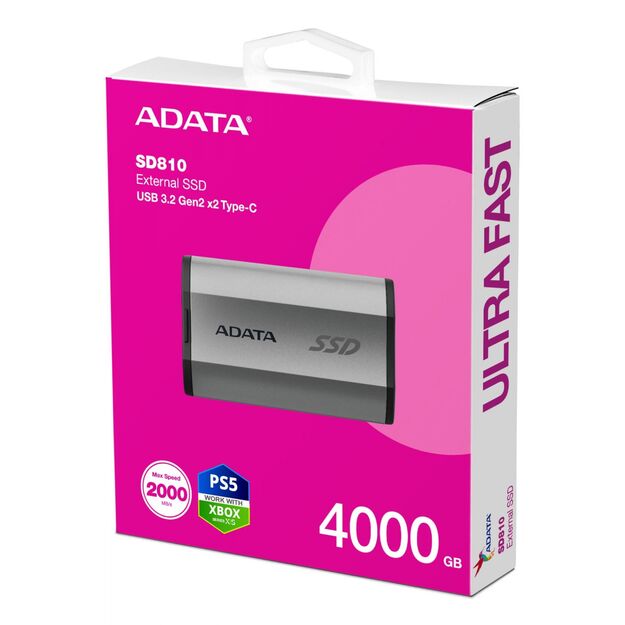 External SSD|ADATA|SD810|4TB|USB-C|Write speed 2000 MBytes/sec|Read speed 2000 MBytes/sec|SD810-4000G-CSG 13