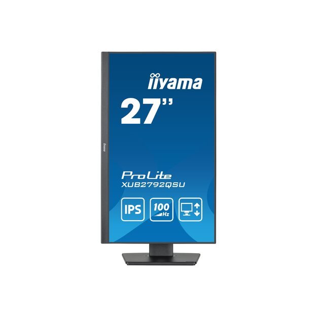 IIYAMA XUB2792QSU-B6 27inch ETE IPS-panel 2560x1440 100Hz 0.4ms MPRT FreeSync 15cm height adj. stand Pivot 250cd/m HDMI