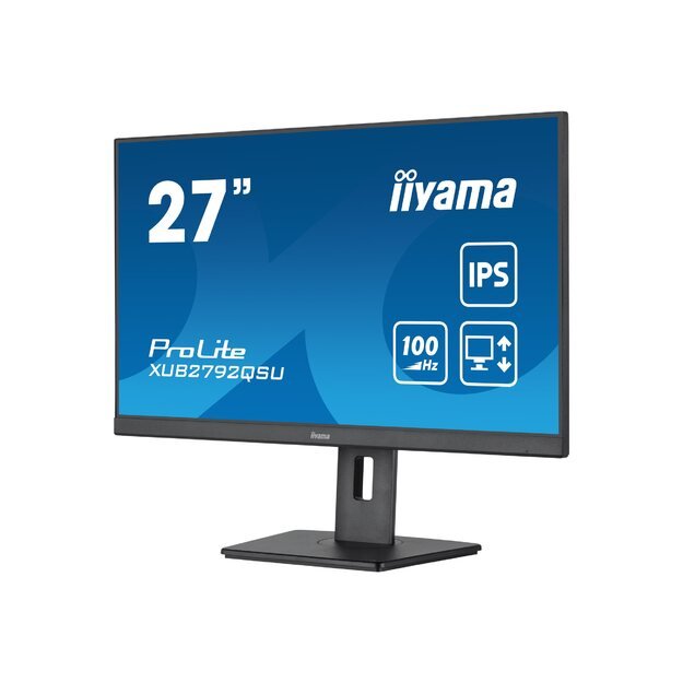 IIYAMA XUB2792QSU-B6 27inch ETE IPS-panel 2560x1440 100Hz 0.4ms MPRT FreeSync 15cm height adj. stand Pivot 250cd/m HDMI