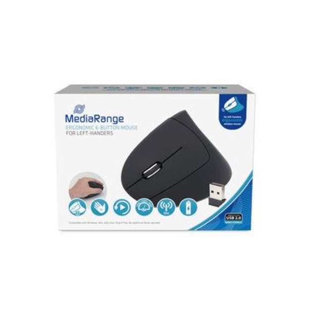 MOUSE USB OPTICAL WRL 6-BUTTON/RIGHT BLACK MROS232 MEDIARANGE
