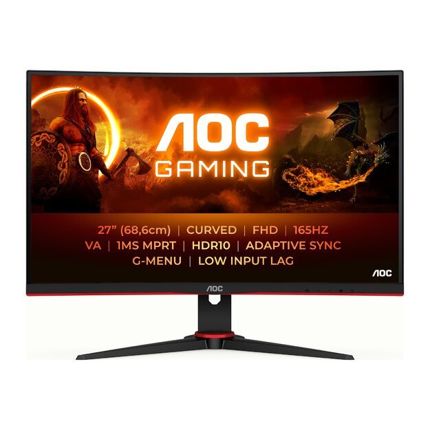 AOC C27G2E/BK 27inch VAFHD 165Hz 4ms 250cd/m2 DSub 2xHDMI 2.0 DP