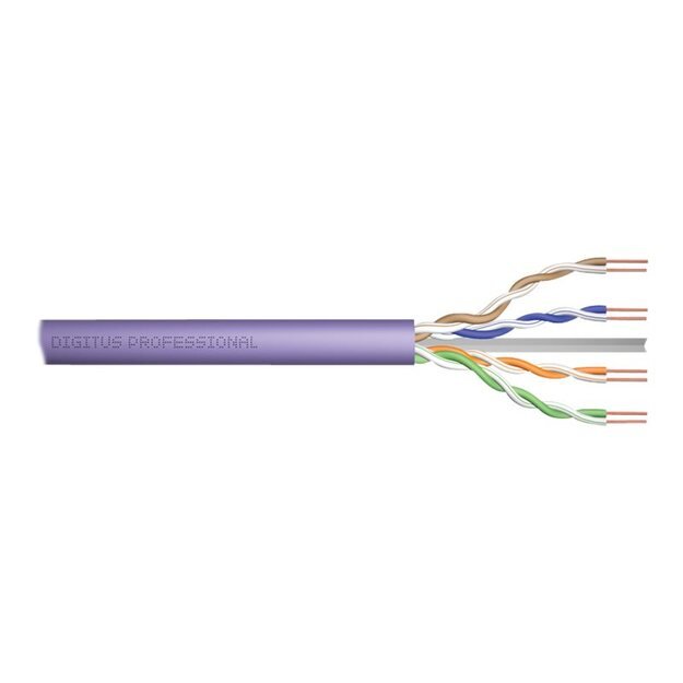 DIGITUS Installation cable cat.6 U/UTP B2ca solid wire AWG 23/1 LSOH 500m violet reel