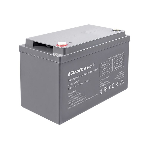 QOLTEC 53038 Battery AGM 12V 100Ah max.30A