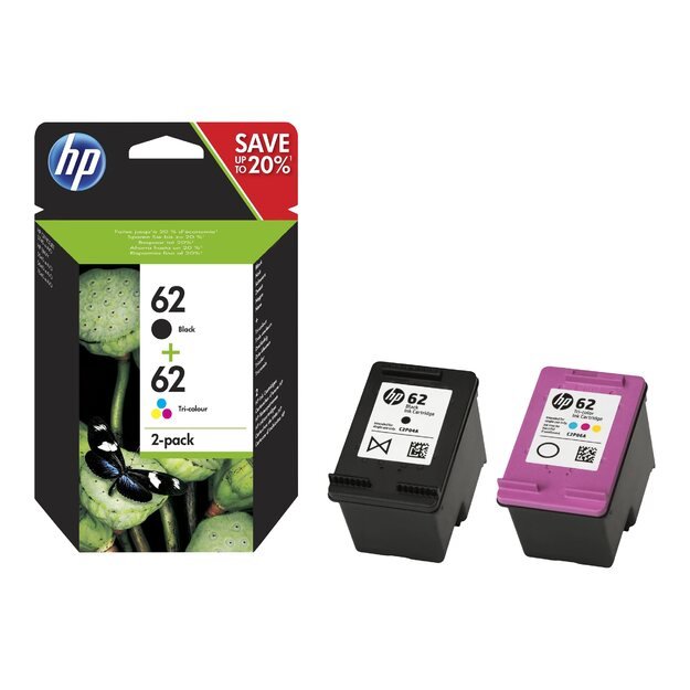 HP 62 Ink Cartridge Combo 2-Pack Standard Capacity (Black and Colour cartridge)