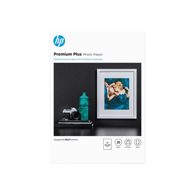 HP Premium Plus Glossy Photo Paper-20 sht/A4/210 x 297 mm 300g/m2