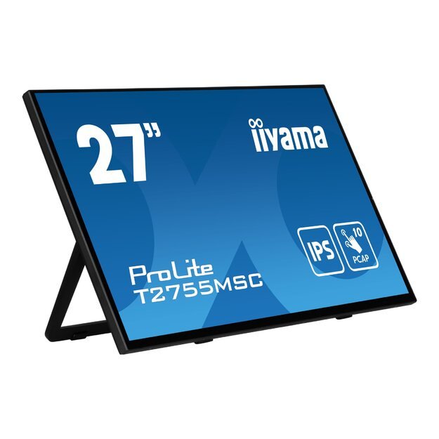 IIYAMA T2755MSC-B1 27inch IPS Bonded PCAP 10P Touch 1920x1080 Flat Bezel Free Glass Front HDMI Displayport 360cd/m USB Hub