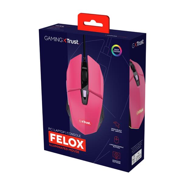 MOUSE USB OPTICAL GAMING PINK/GXT109P FELOX 25068 TRUST 8