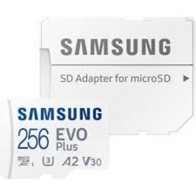 SAMSUNG EVO PLUS microSD 256GB 2024 incl. SD Adapter memory card UHS-I U3 Full HD and 4K UHD 160 MB/s read