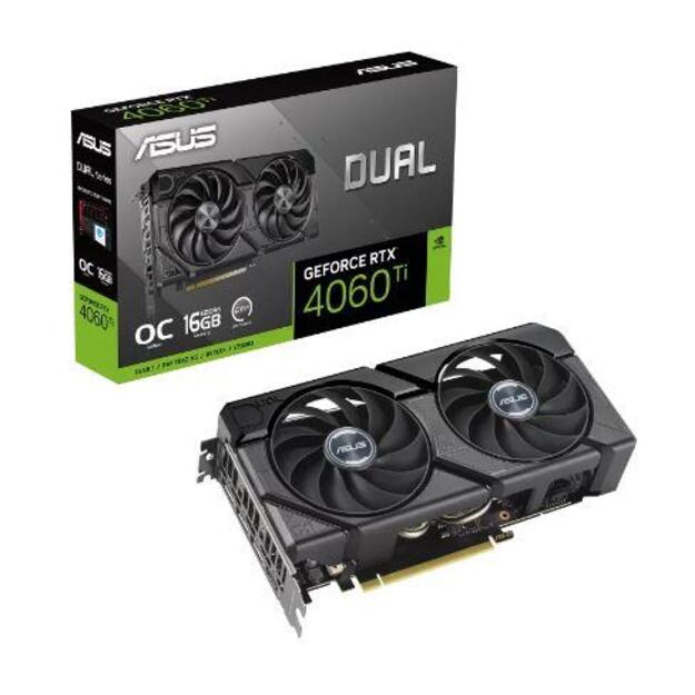 Graphics Card|ASUS|NVIDIA GeForce RTX 4060 Ti|16 GB|GDDR6|128 bit|PCIE 4.0 16x|Dual Slot Fansink|1xHDMI|3xDisplayPort|DUAL-RTX4060TI-O16G-EVO