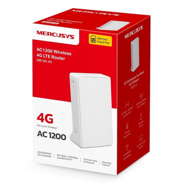 WRL ROUTER 1200MBPS 4G LTE/DUAL BAND MB130-4G MERCUSYS