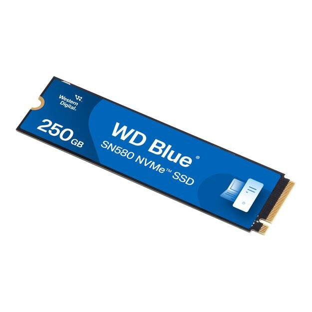 SSD|WESTERN DIGITAL|Blue SN580|250GB|M.2|PCIe Gen4|NVMe|TLC|Write speed 2000 MBytes/sec|Read speed 4000 MBytes/sec|2.38mm|TBW 150 TB|MTBF 1500000 hours|WDS250G3B0E