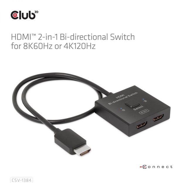 VIDEO SWITCH HDMI 2PORT/CSV-1384 CLUB3D