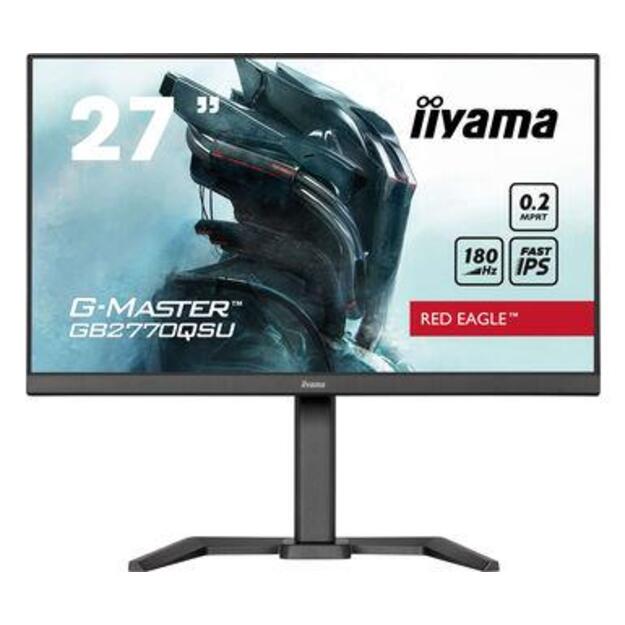 IIYAMA GB2770QSU-B6 G-Master Red Eagle 27inch Fast IPS QHD FreeSync PremiumPro 180Hz 1000:1 400cd/m2 0.2ms HDMI DP 4xUSB Black (P)