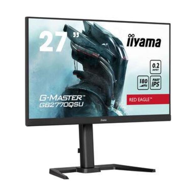 IIYAMA GB2770QSU-B6 G-Master Red Eagle 27inch Fast IPS QHD FreeSync PremiumPro 180Hz 1000:1 400cd/m2 0.2ms HDMI DP 4xUSB Black (P)