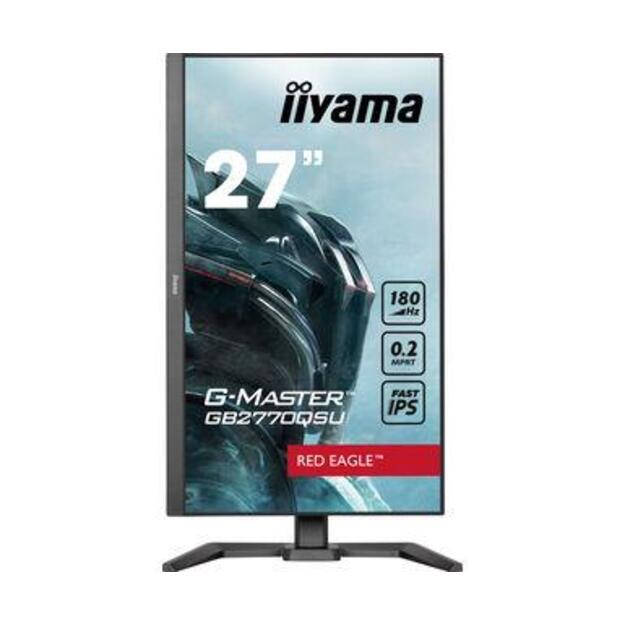 IIYAMA GB2770QSU-B6 G-Master Red Eagle 27inch Fast IPS QHD FreeSync PremiumPro 180Hz 1000:1 400cd/m2 0.2ms HDMI DP 4xUSB Black (P)