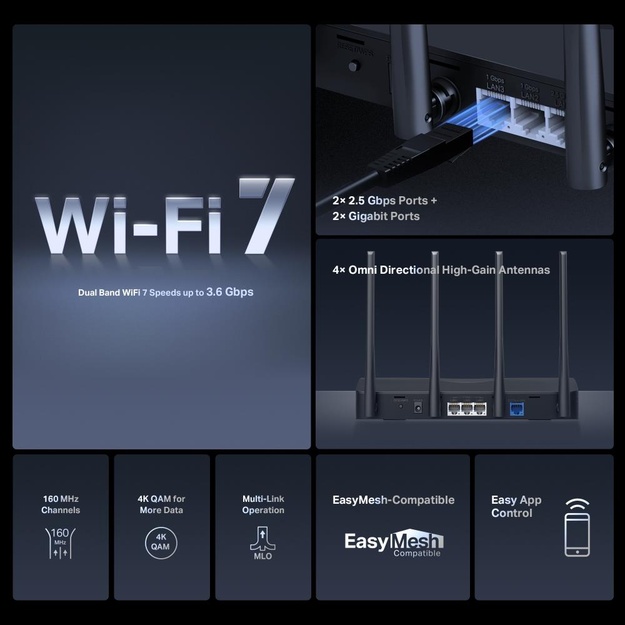 WRL ROUTER 3600MBPS/DUAL BAND 4P MR27BE MERCUSYS