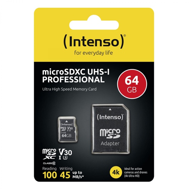 MEMORY MICRO SDXC 64GB C10/W/ADAPTER 3433490 INTENSO