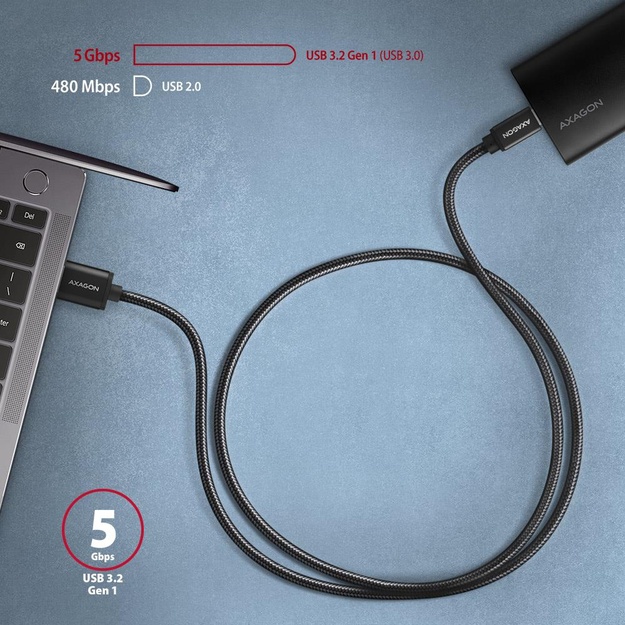 CABLE USB-C TO USB3.2 1M/BLACK BUCM3-AM10AB AXAGON