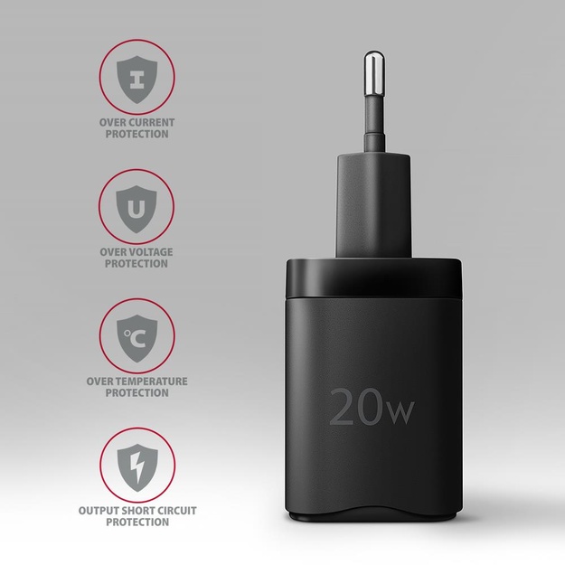MOBILE CHARGER WALL USB 20W/2PORT BLACK ACU-PQ20 AXAGON