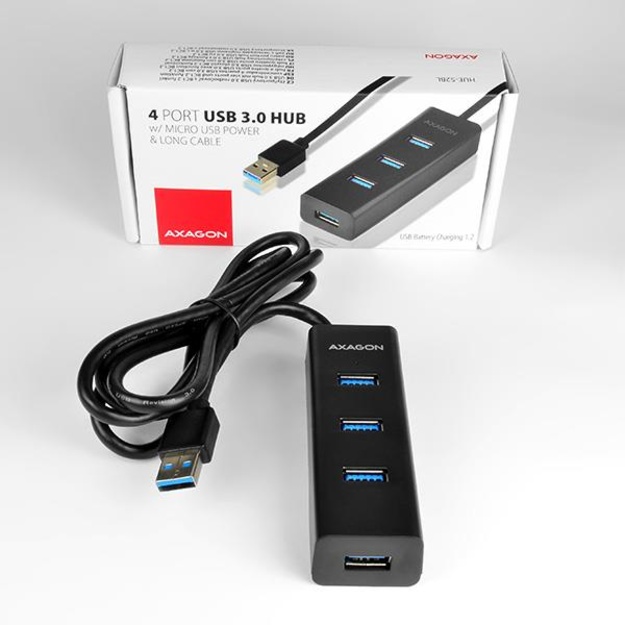 I/O HUB USB3.0 4PORT CHARGING/1.2M HUE-S2BL AXAGON