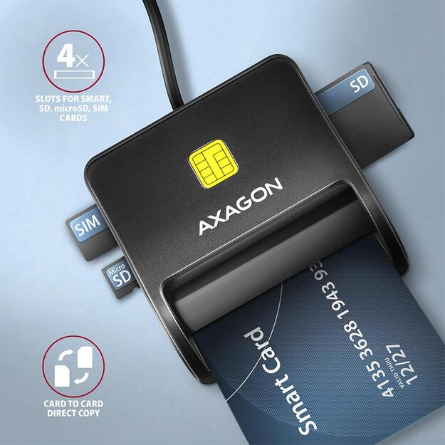 CARD READER FLAT SMARTCARD 4SL/USB2.0 1.3M CRE-SM3SD AXAGON 5