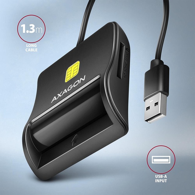 CARD READER FLAT SMARTCARD 4SL/USB2.0 1.3M CRE-SM3SD AXAGON